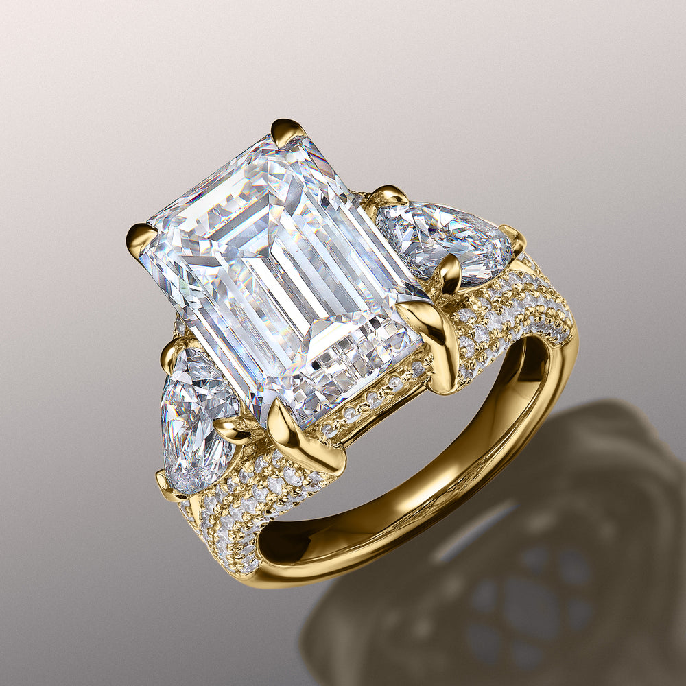 Emerald Cut The Kahlo Ring with Lab Grown Diamond in 14KT Yellow Gold view 3

