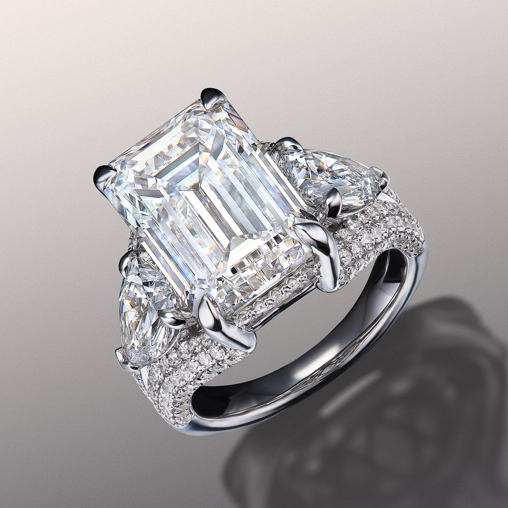 Emerald Cut The Kahlo Ring with Lab Grown Diamond in 14KT White Gold view 3
