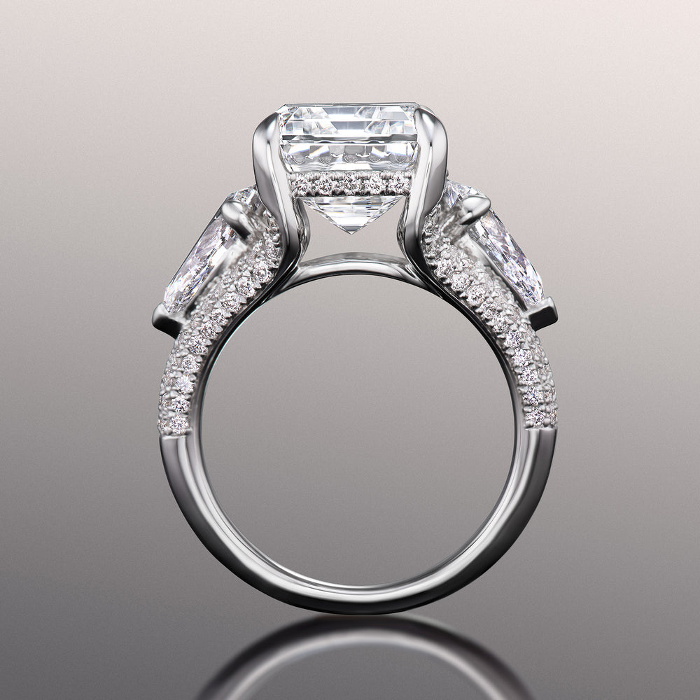 Emerald Cut The Kahlo Ring with Lab Grown Diamond in 14KT White Gold view 4
