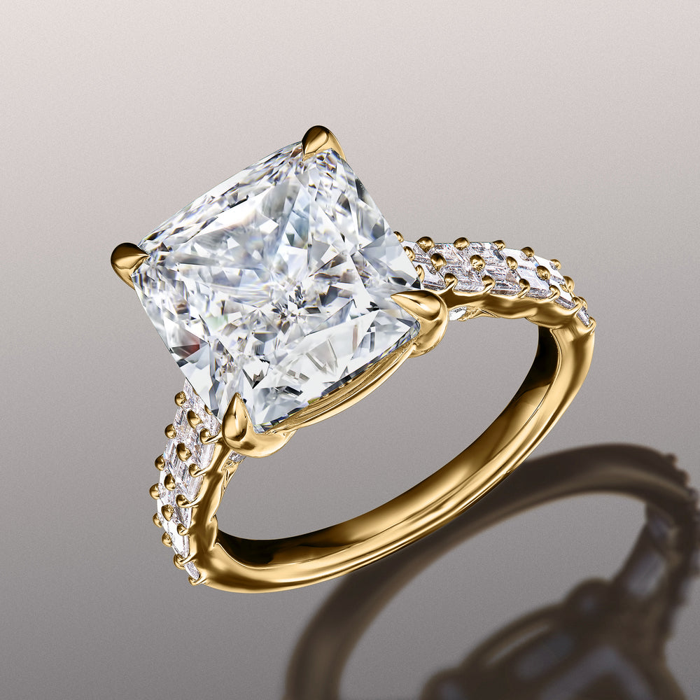 The Anguissola Ring with Cushion Cut Diamond in 14KT Yellow Gold view 3
