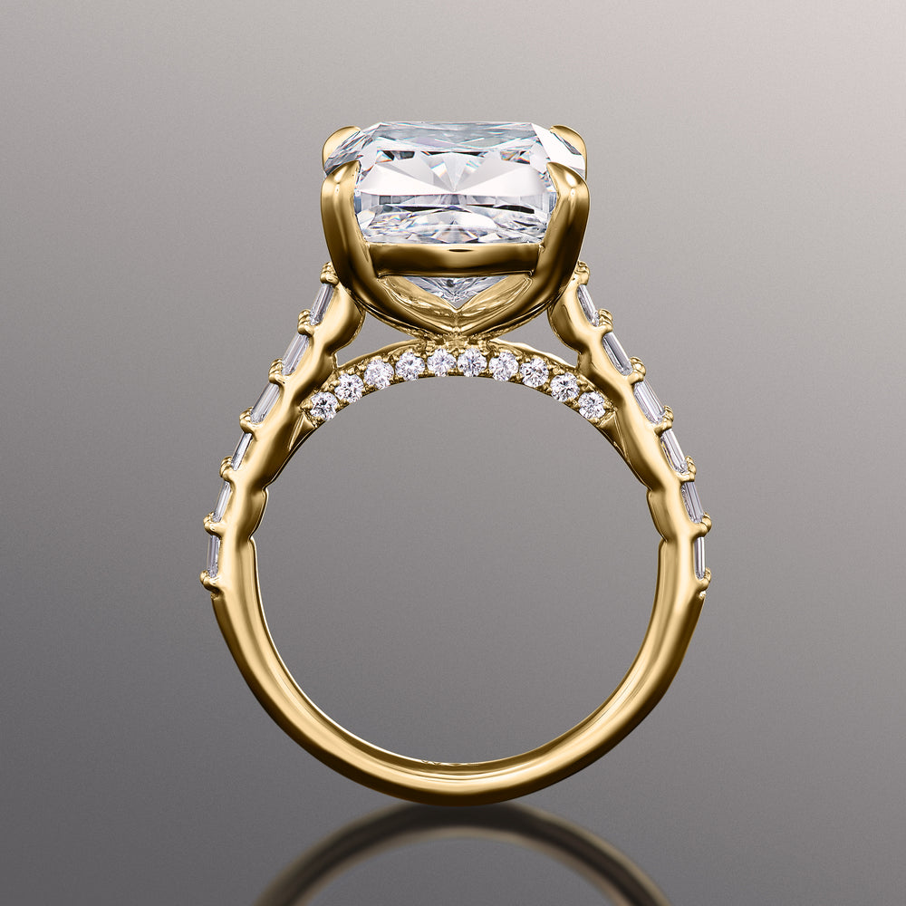 The Anguissola Ring with Cushion Cut Diamond in 14KT Yellow Gold view 4
