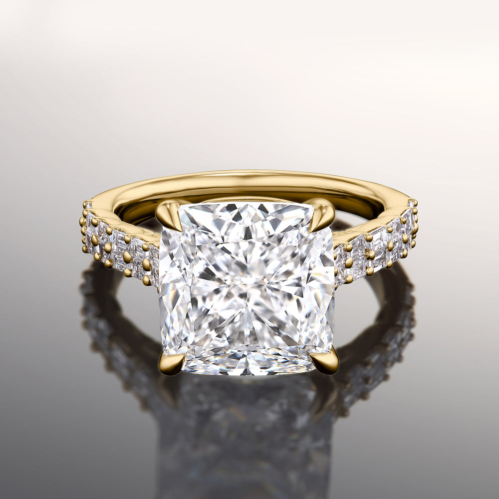 The Anguissola Ring with Cushion Cut Diamond in 14KT Yellow Gold view 1
