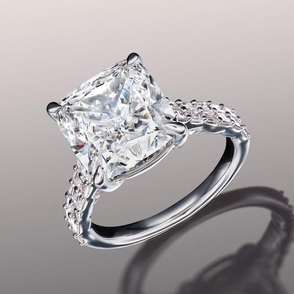 The Anguissola Ring with Cushion Cut Diamond in 14KT Platinum view 3
