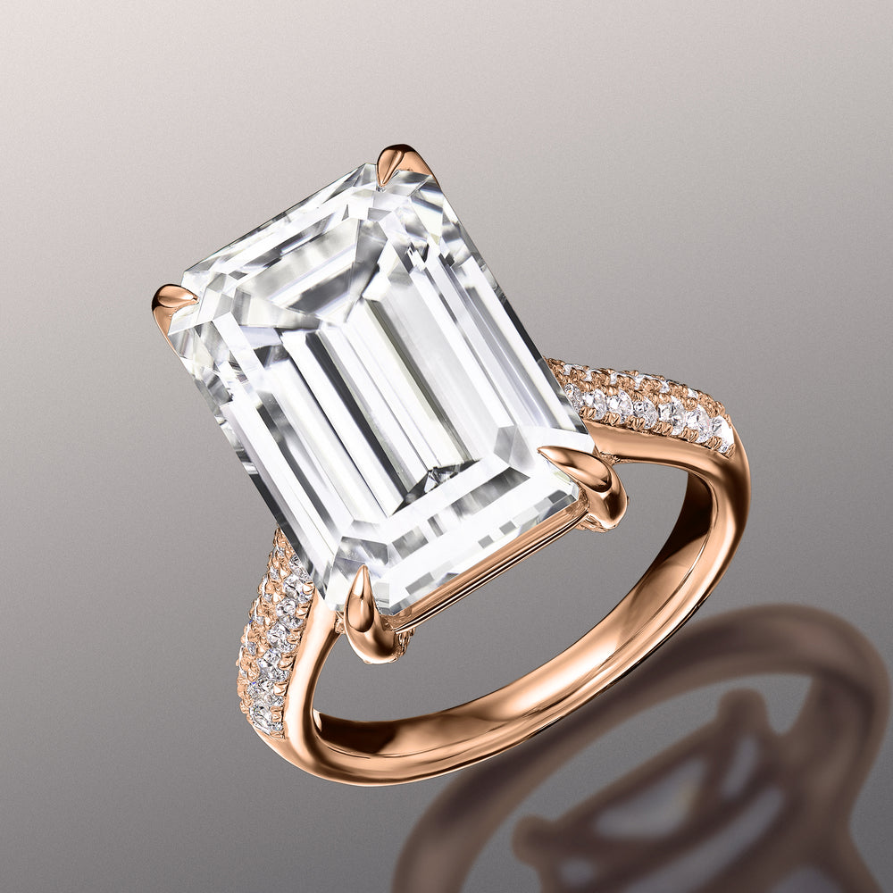 The Braque Ring with Emerald Cut Diamond in 14KT Rose Gold view 3
