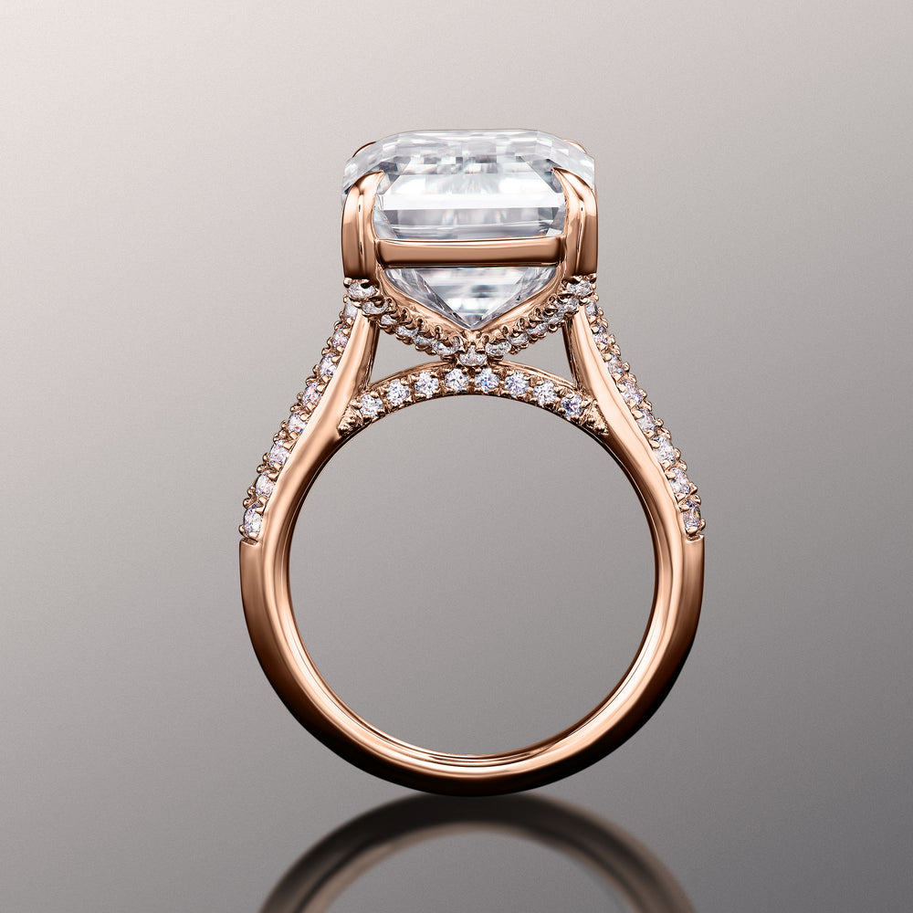 The Braque Ring with Emerald Cut Diamond in 14KT Rose Gold view 4
