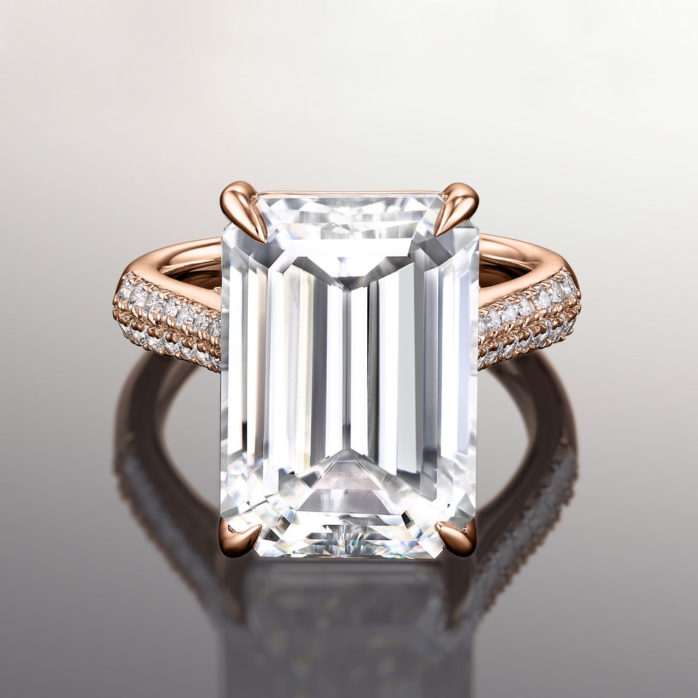 The Braque Ring with Emerald Cut Diamond in 14KT Rose Gold view 1
