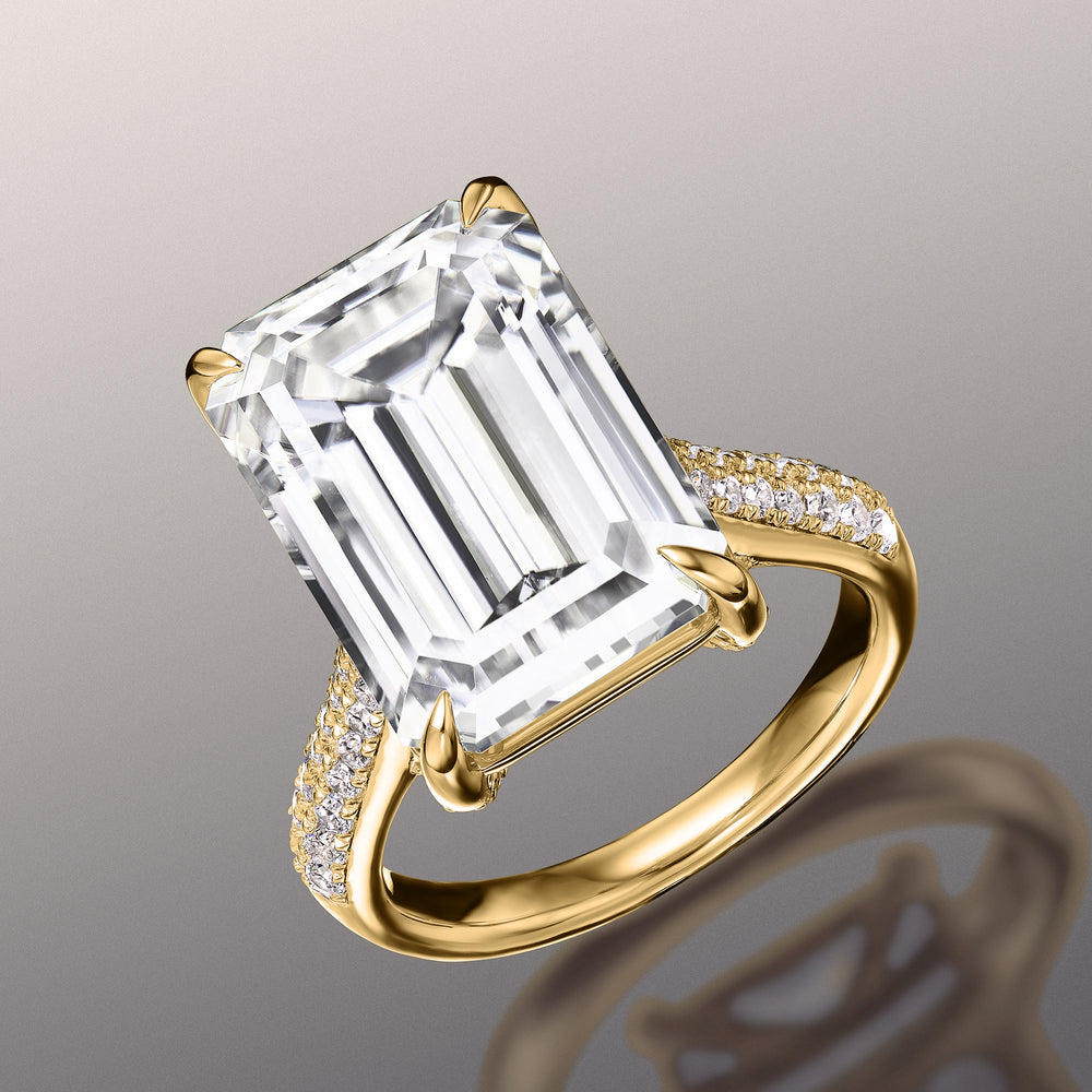 The Braque Ring with Emerald Cut Diamond in 14KT Yellow Gold view 3

