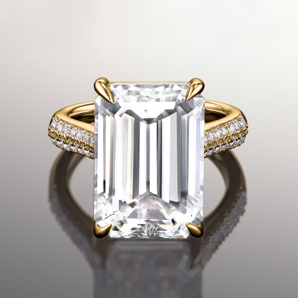 The Braque Ring with Emerald Cut Diamond in 14KT Yellow Gold view 1
