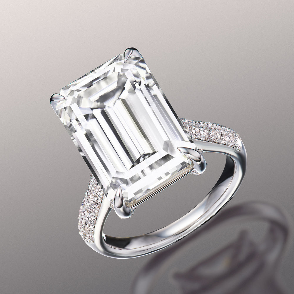 The Braque Ring with Emerald Cut Diamond in 14KT Platinum view 3
