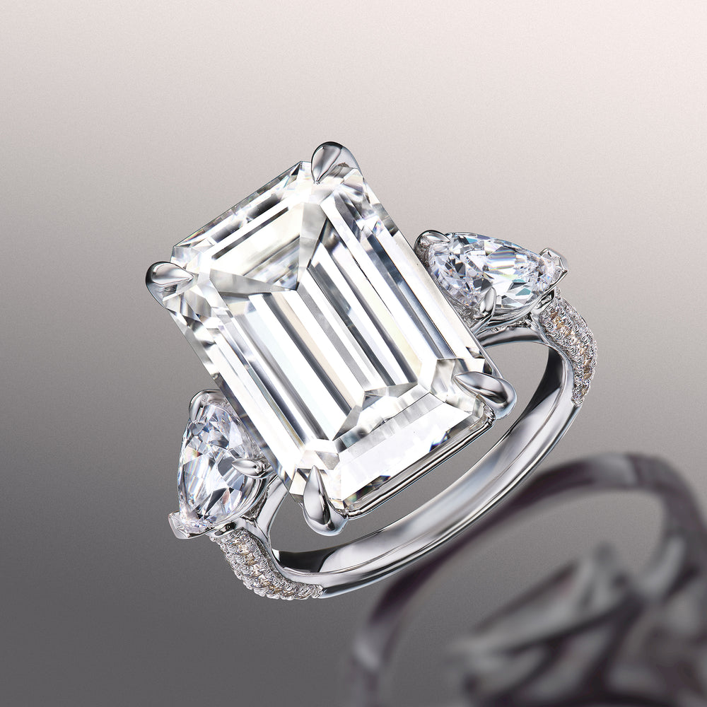 Emerald Cut The Dalí Ring with Lab Grown Diamond in 14KT White Gold view 3
