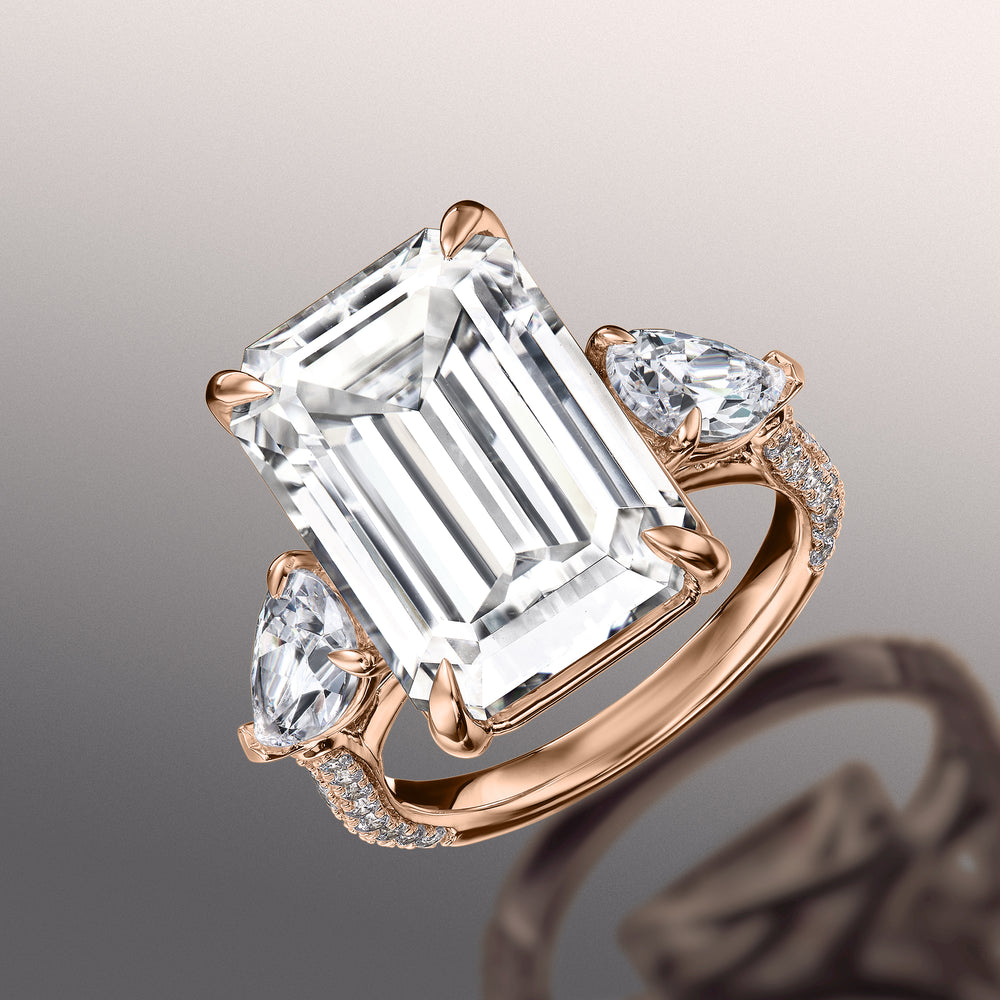 Emerald Cut The Dalí Ring with Lab Grown Diamond in 14KT Rose Gold view 3
