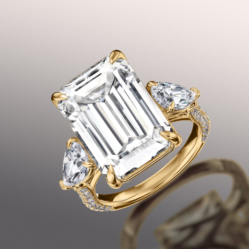 Emerald Cut The Dalí Ring with Lab Grown Diamond in 14KT Yellow Gold view 3
