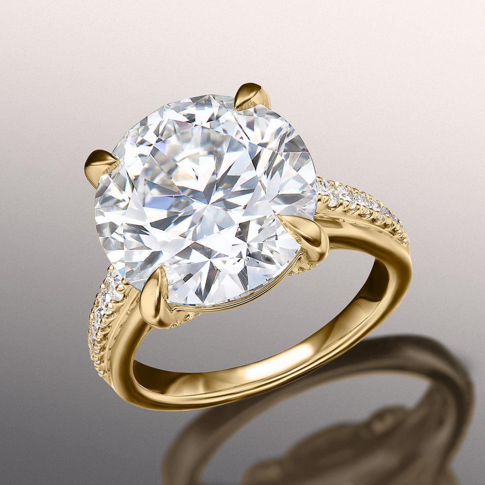 Round Cut The Rubens Ring with Lab Grown Diamond in 14KT Yellow Gold view 3

