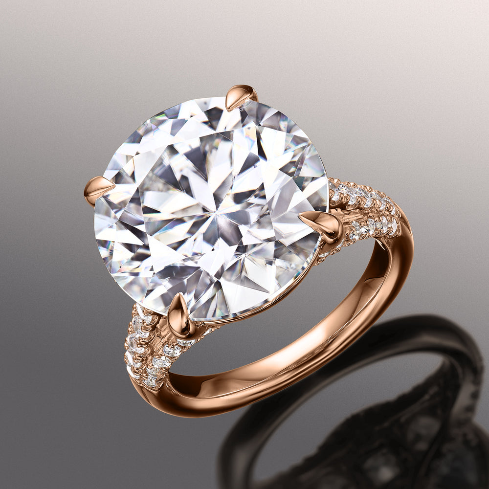 The Watteau Ring with Round Cut Diamond in 14KT Rose Gold view 3
