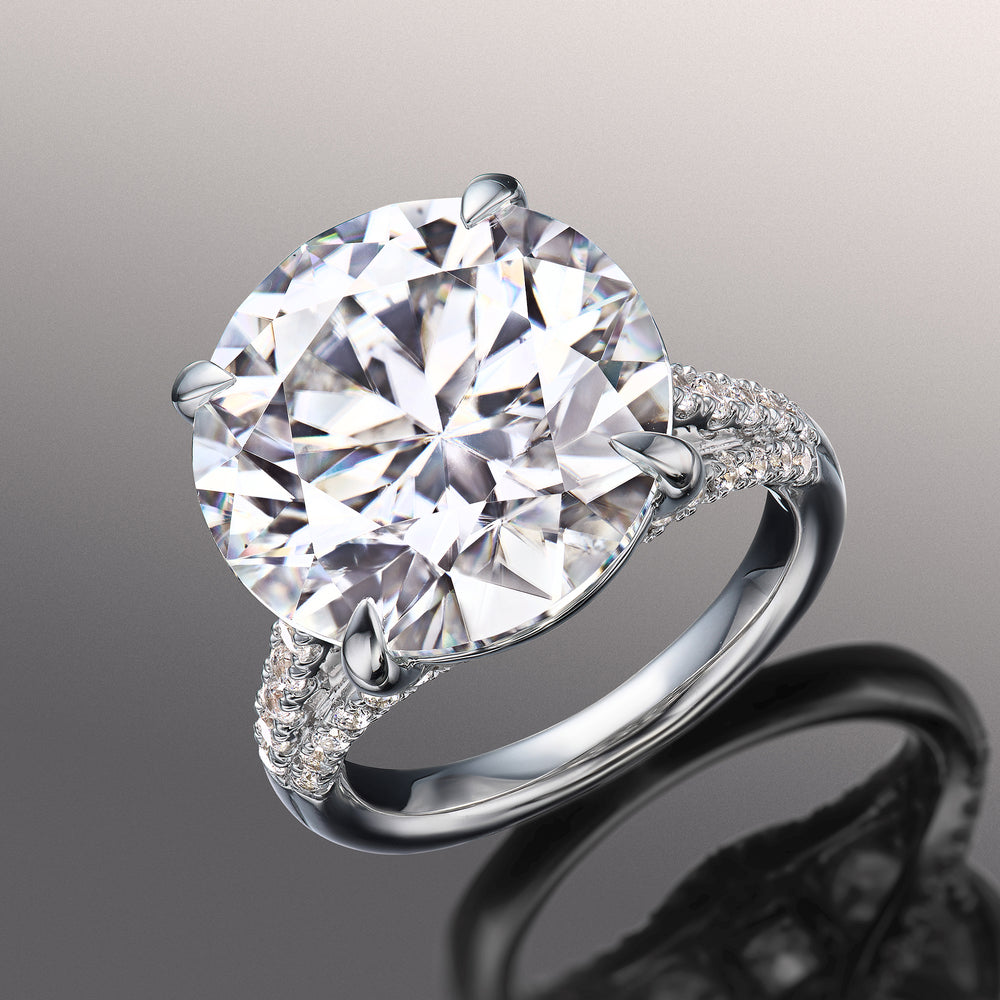 The Watteau Ring with Round Cut Diamond in 14KT Platinum view 3
