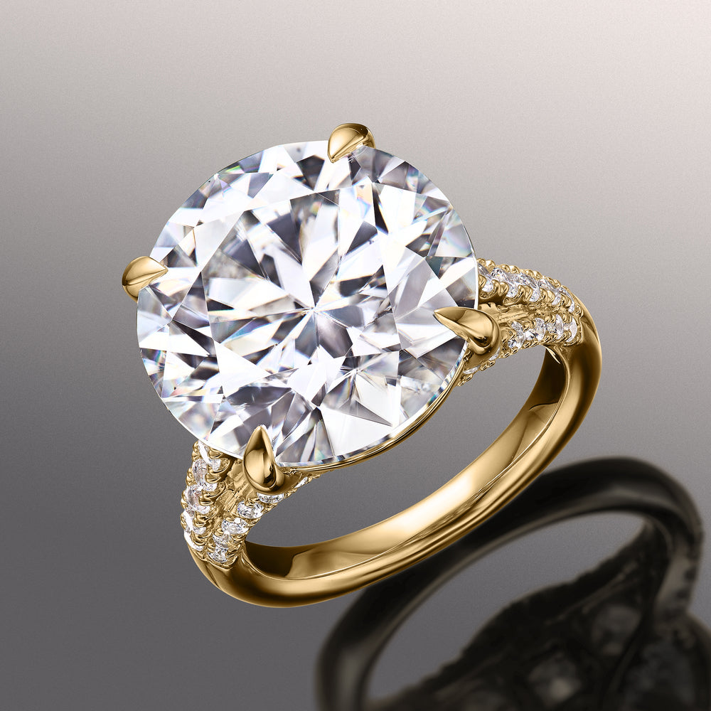 The Watteau Ring with Round Cut Diamond in 14KT Yellow Gold view 3
