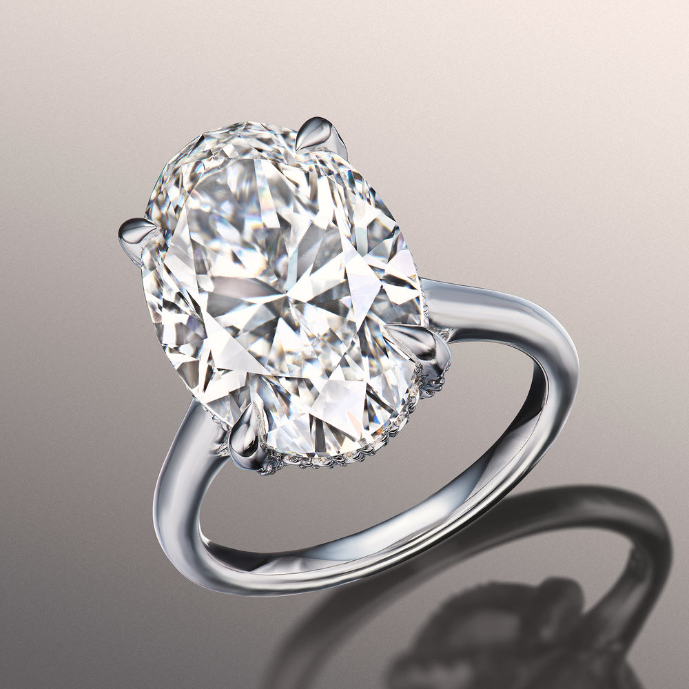 Oval Cut The Delacroix Ring with Lab Grown Diamond in 14KT White Gold view 3
