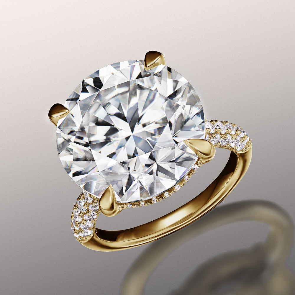 Round Cut The Carrington Ring with Lab Grown Diamond in 14KT Yellow Gold view 3
