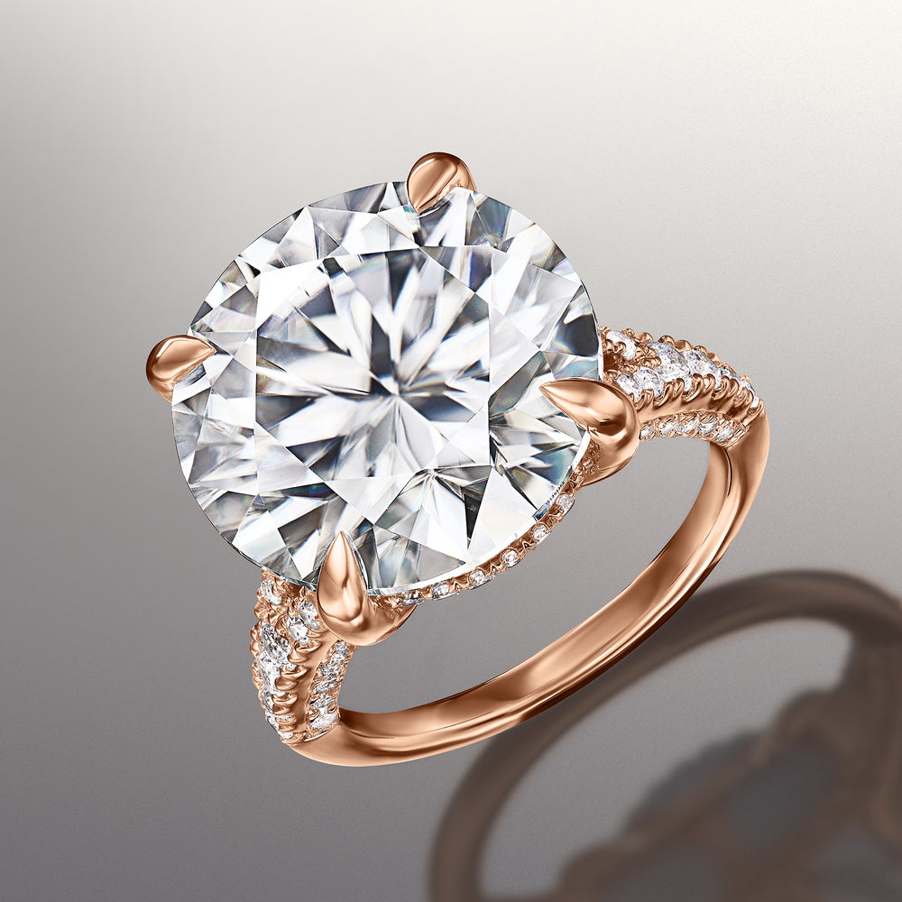 The Caravaggio Ring with Round Cut Diamond in 14KT Rose Gold view 3
