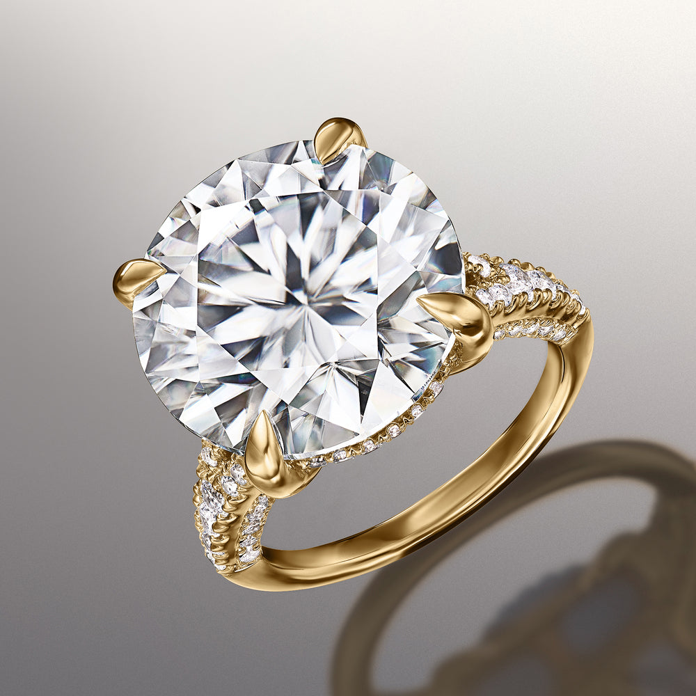 The Caravaggio Ring with Round Cut Diamond in 14KT Yellow Gold view 3
