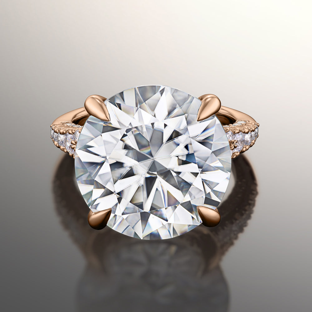 The Caravaggio Ring with Round Cut Diamond in 14KT Rose Gold view 1

