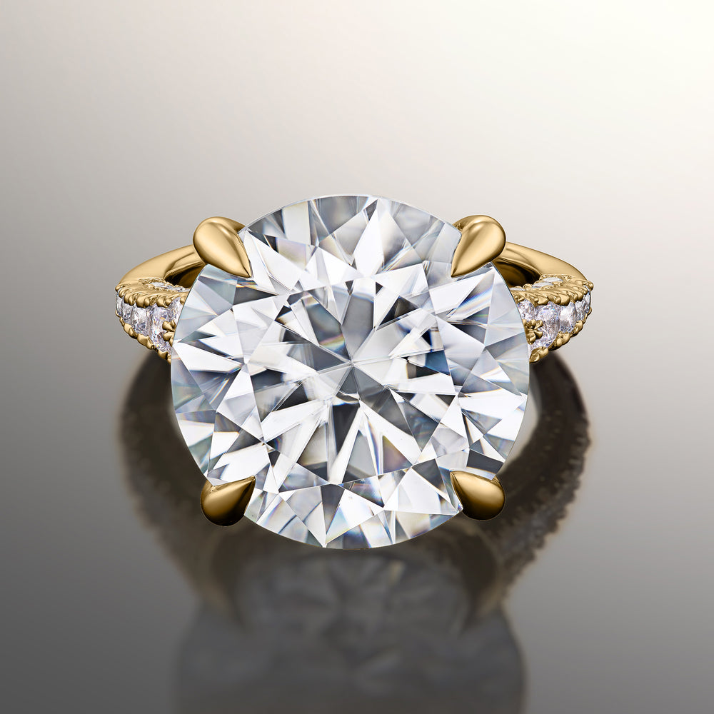 The Caravaggio Ring with Round Cut Diamond in 14KT Yellow Gold view 1
