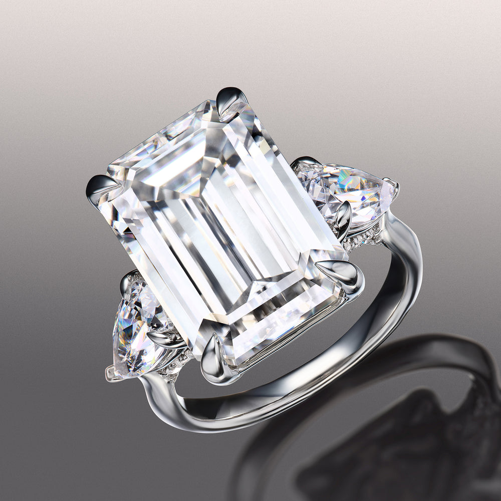 The Wood Ring with Emerald Cut Diamond in 14KT Platinum view 3
