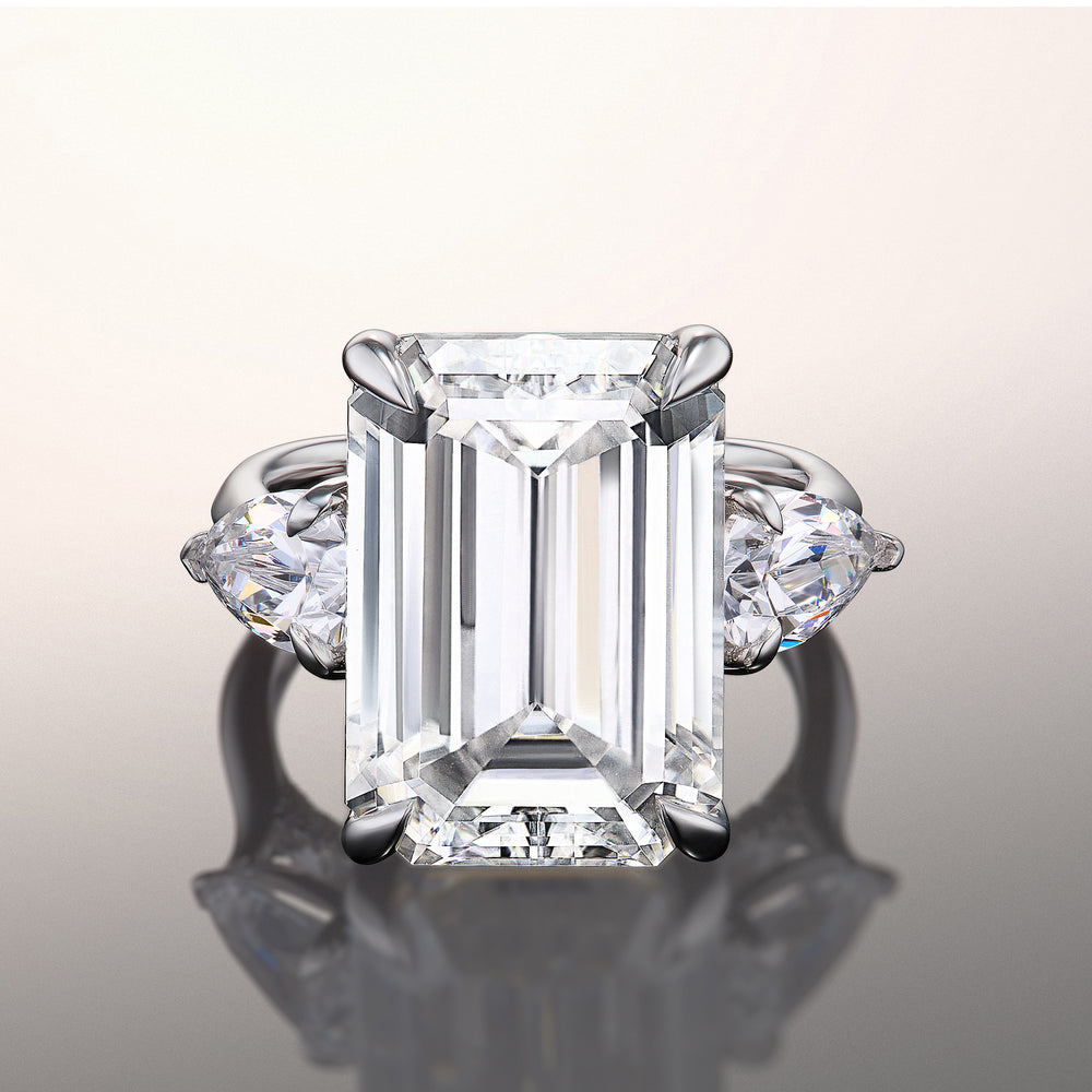 The Wood Ring with Emerald Cut Diamond in 14KT Platinum view 1
