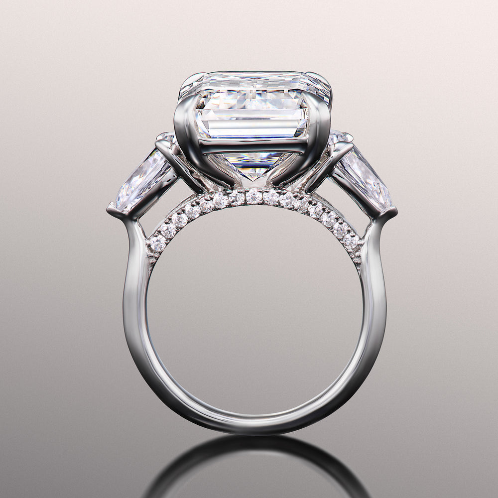 The Wood Ring with Emerald Cut Diamond in 14KT Platinum view 4
