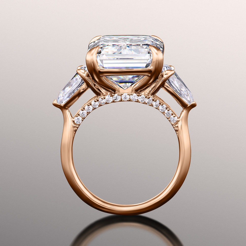 The Wood Ring with Emerald Cut Diamond in 14KT Rose Gold view 4
