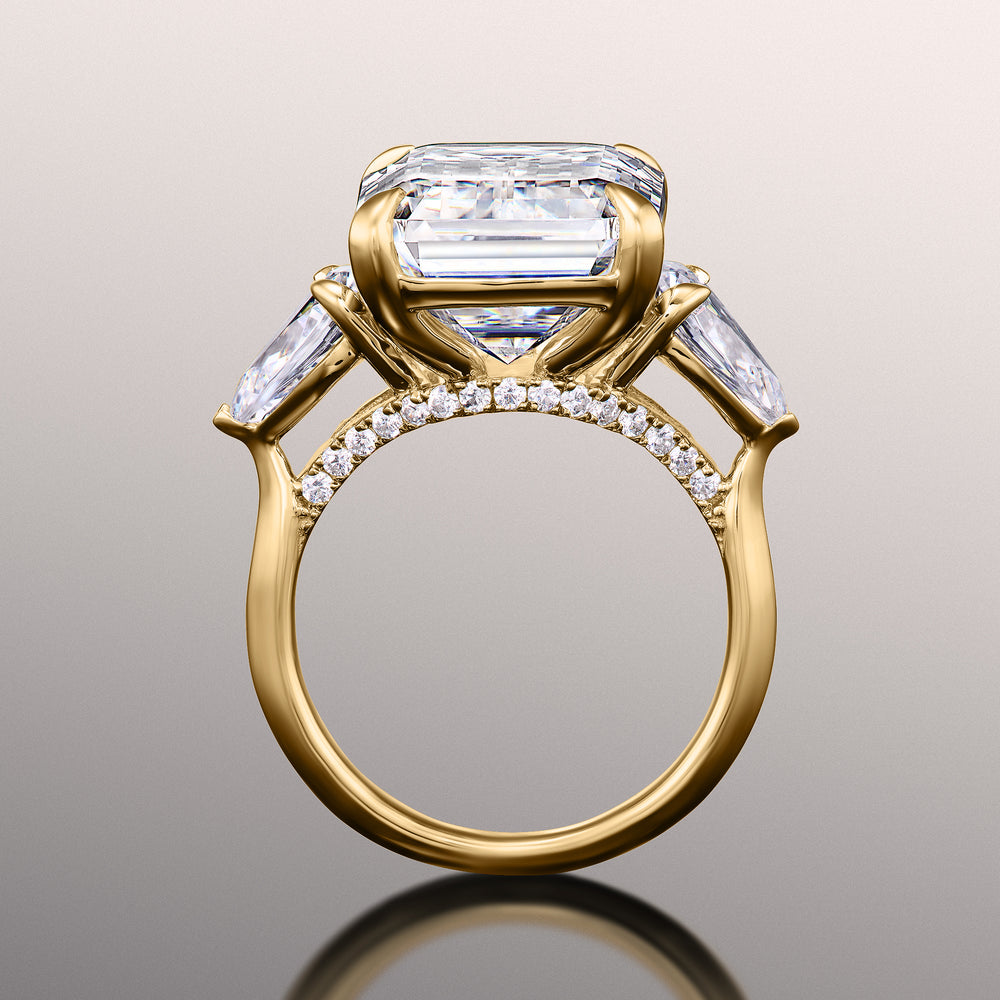 The Wood Ring with Emerald Cut Diamond in 14KT Yellow Gold view 4
