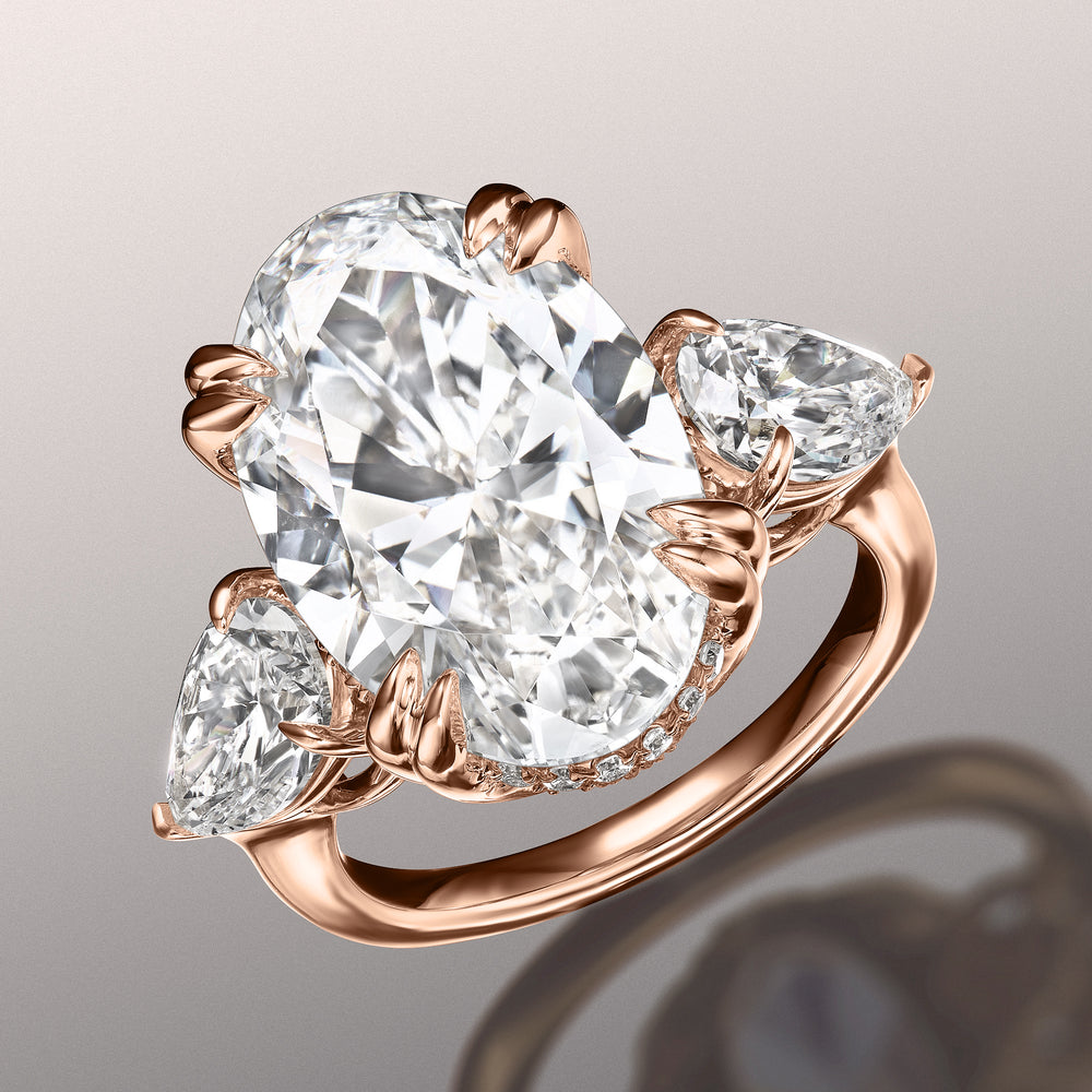 The Donatello Ring with Oval Cut Diamond in 14KT Rose Gold view 3
