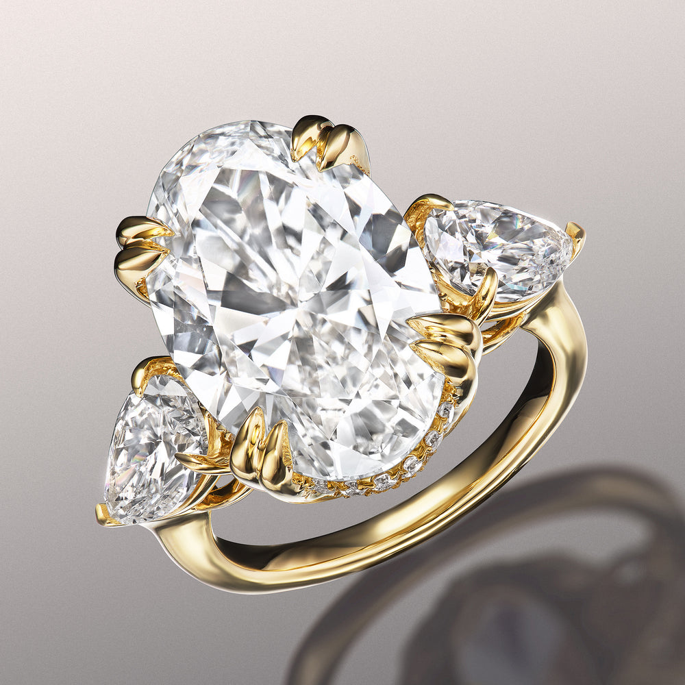 The Donatello Ring with Oval Cut Diamond in 14KT Yellow Gold view 3
