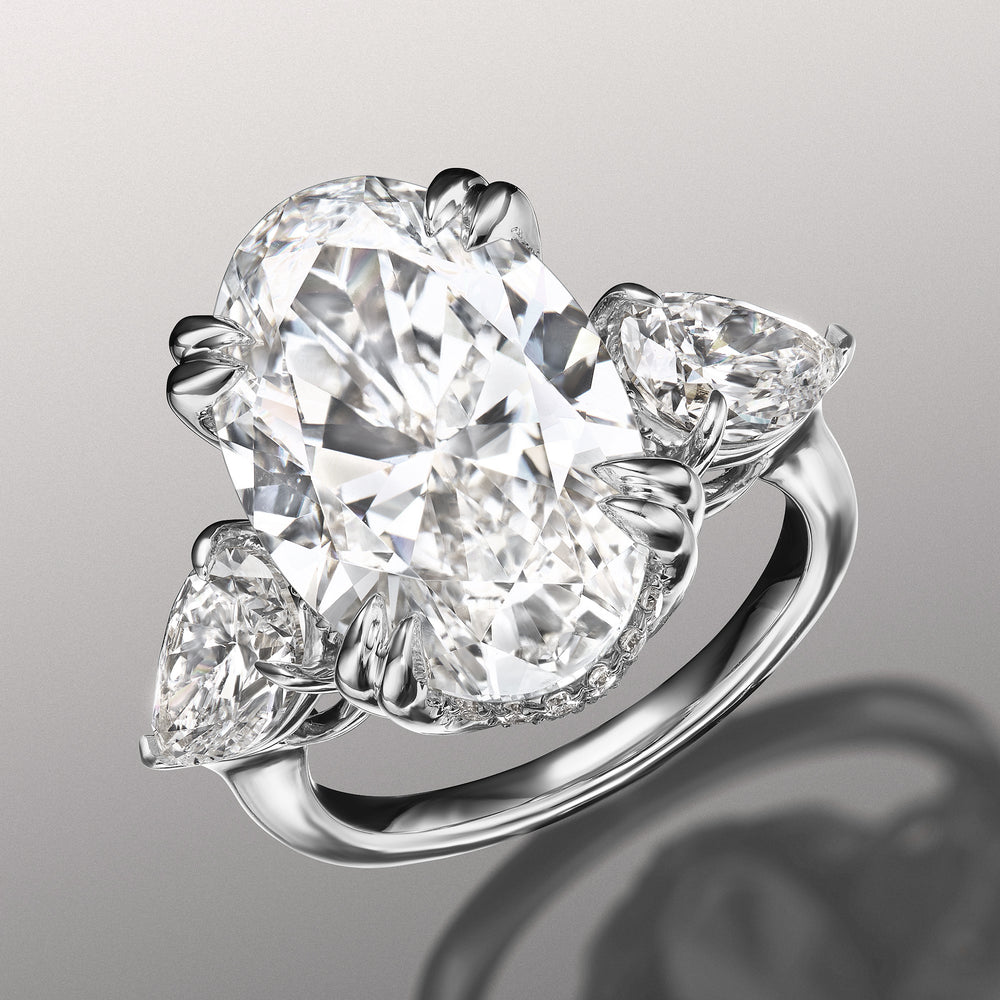 The Donatello Ring with Oval Cut Diamond in 14KT White Gold view 3
