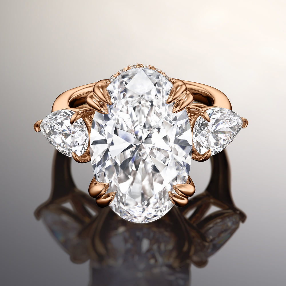 The Donatello Ring with Oval Cut Diamond in 14KT Rose Gold view 1
