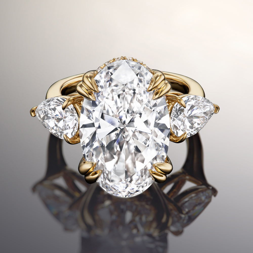The Donatello Ring with Oval Cut Diamond in 14KT Yellow Gold view 1
