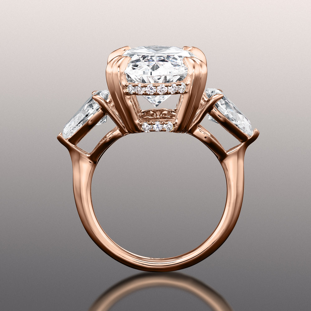 The Donatello Ring with Oval Cut Diamond in 14KT Rose Gold view 4
