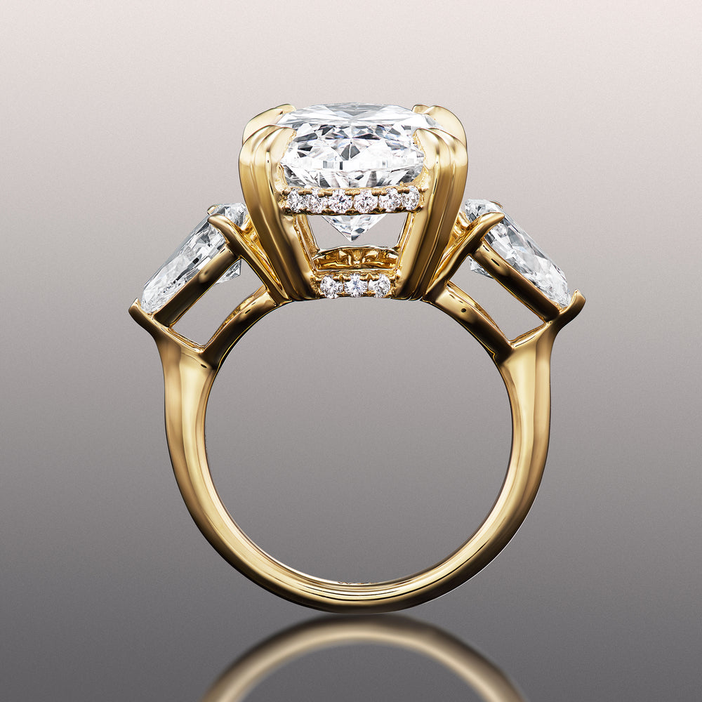 The Donatello Ring with Oval Cut Diamond in 14KT Yellow Gold view 4
