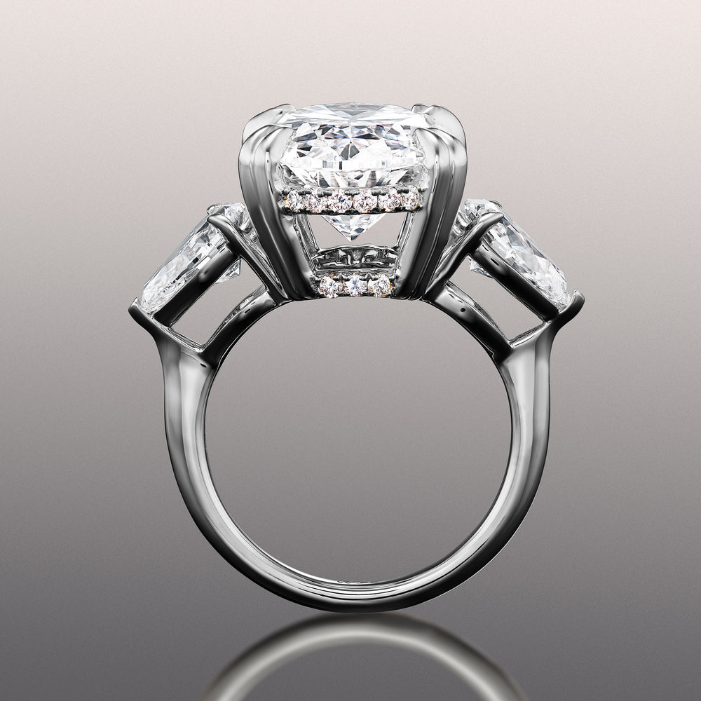 The Donatello Ring with Oval Cut Diamond in 14KT White Gold view 4

