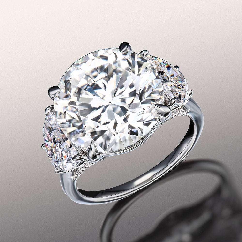 Round Cut The Rosenstein Ring with Lab Grown Diamond in 14KT White Gold view 3
