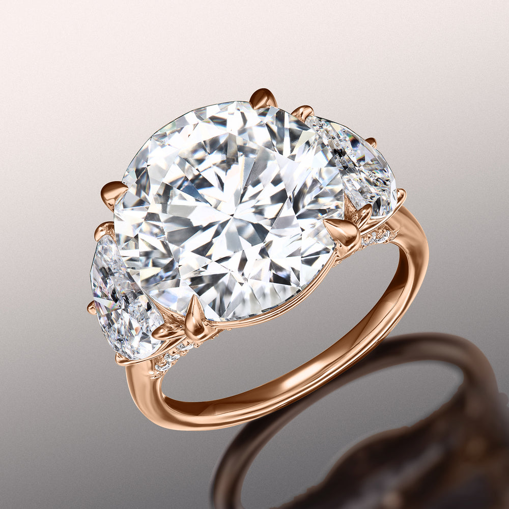 Round Cut The Rosenstein Ring with Lab Grown Diamond in 14KT Rose Gold view 3
