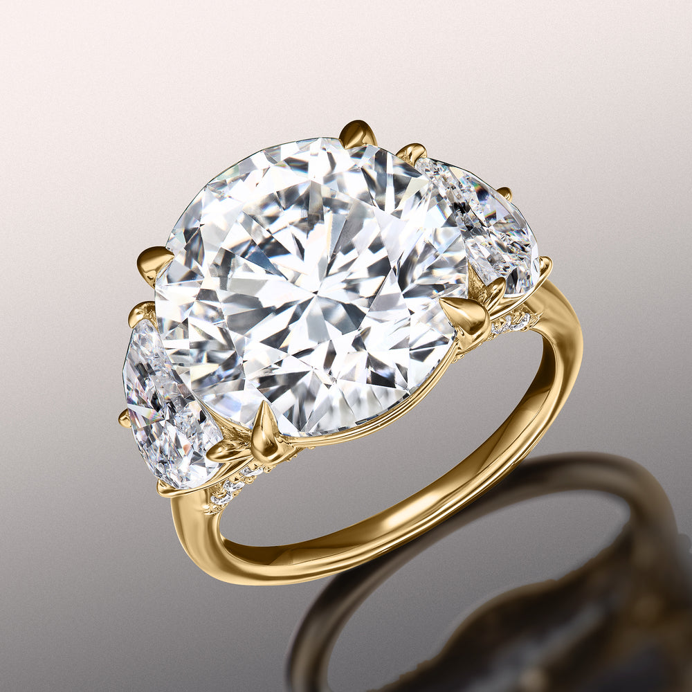 Round Cut The Rosenstein Ring with Lab Grown Diamond in 14KT Yellow Gold view 3
