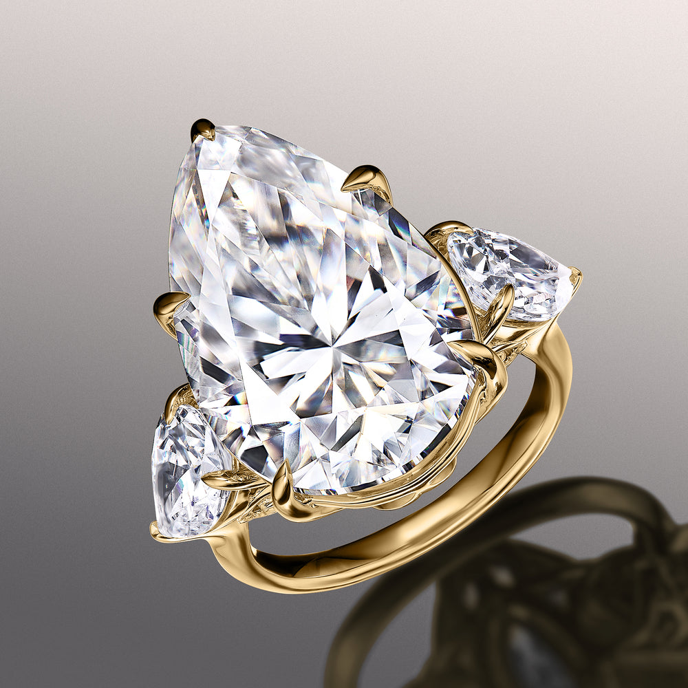 Pear Cut The Goya Ring with Lab Grown Diamond in 14KT Yellow Gold view 3
