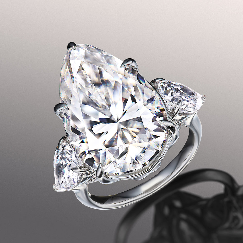 Pear Cut The Goya Ring with Lab Grown Diamond in 14KT White Gold view 3
