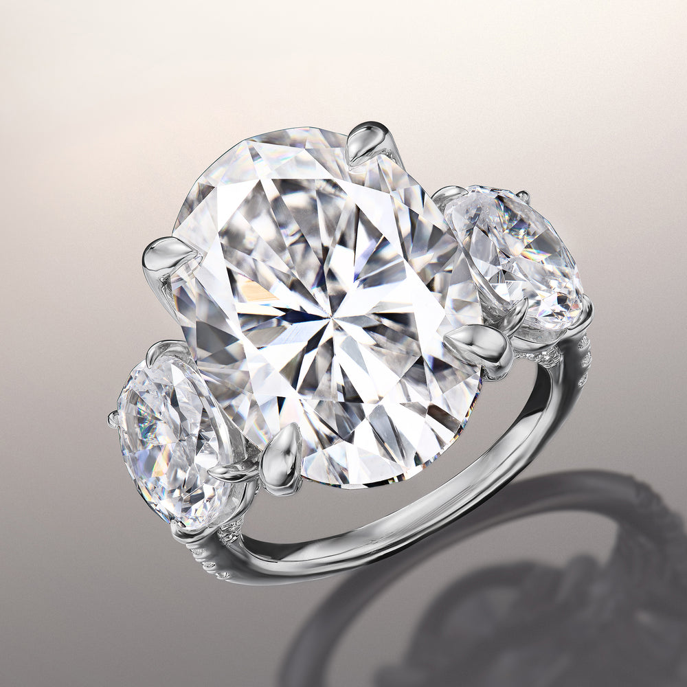 Oval Cut The O'Keefe Ring with Lab Grown Diamond in 14KT White Gold view 3

