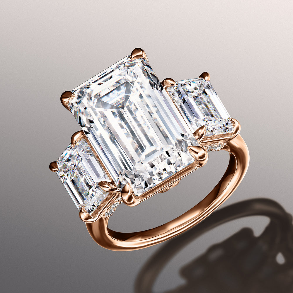 Emerald Cut The Lawrence Ring with Lab Grown Diamond in 14KT Rose Gold view 3
