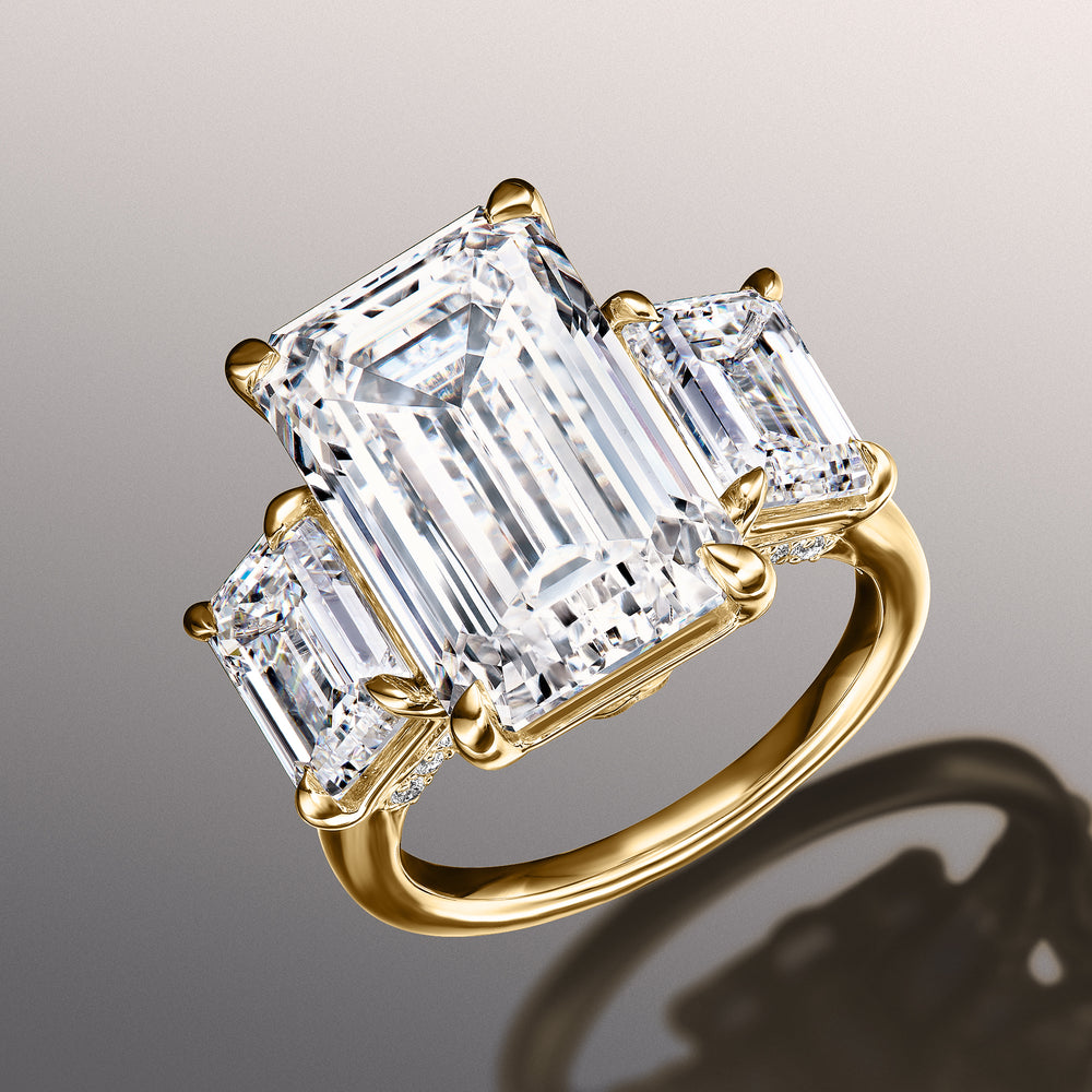 Emerald Cut The Lawrence Ring with Lab Grown Diamond in 14KT Yellow Gold view 3
