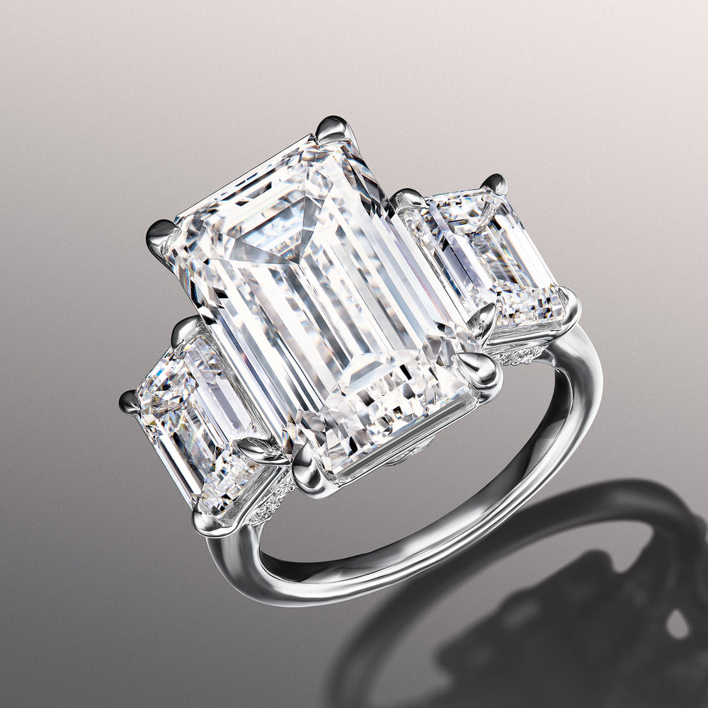 Emerald Cut The Lawrence Ring with Lab Grown Diamond in 14KT White Gold view 3
