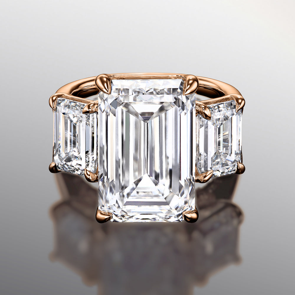 Emerald Cut The Lawrence Ring with Lab Grown Diamond in 14KT Rose Gold view 1
