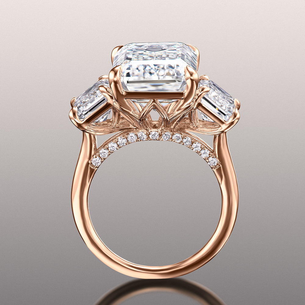 Emerald Cut The Lawrence Ring with Lab Grown Diamond in 14KT Rose Gold view 4
